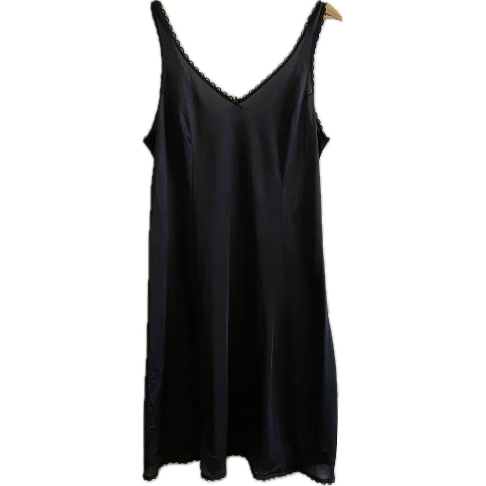 Warner's Vintage‎ Black Lingerie Slip Dress Lace Trim Nylon Size 38
